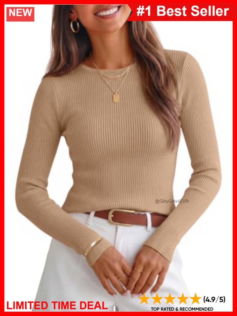 ZESICA Long Sleeve Crewneck Slim Fit Knit Sweater Top